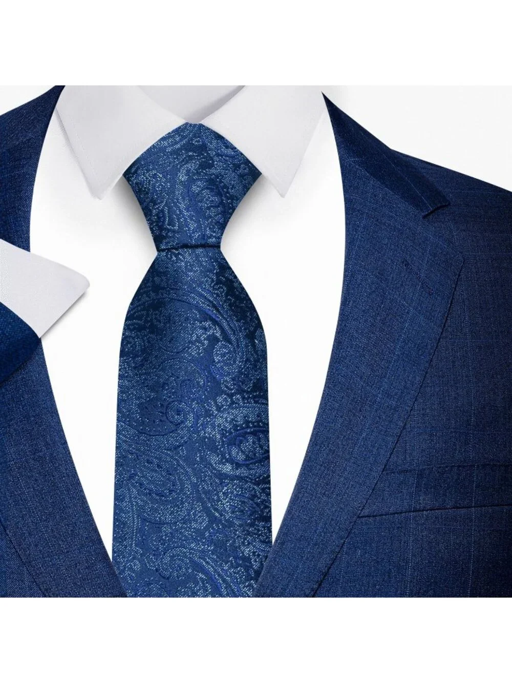 Men's Royal Blue 100% Microfiber Paisley Jacquard Formal Necktie For Business